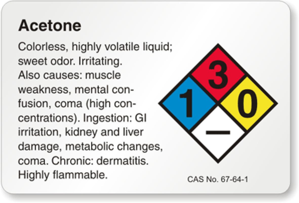 Acetone Nfpa Chemical Aluminum Weatherproof Sign p00188