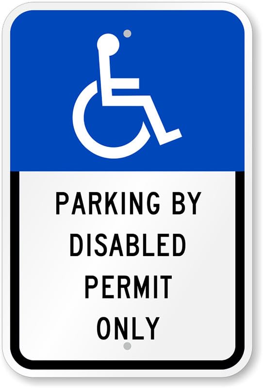 Ada Handicapped Parking Permit Aluminum Weatherproof Sign p00239