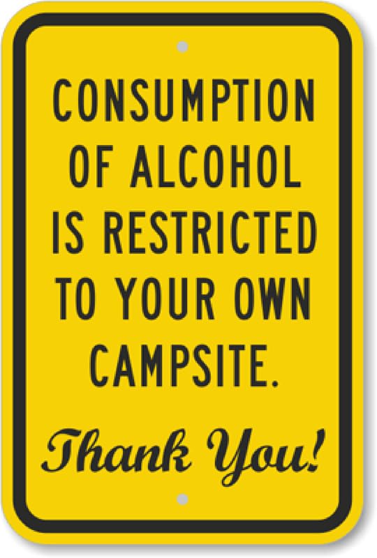 Alcohol Restricted Campsite Aluminum Weatherproof Sign p00342