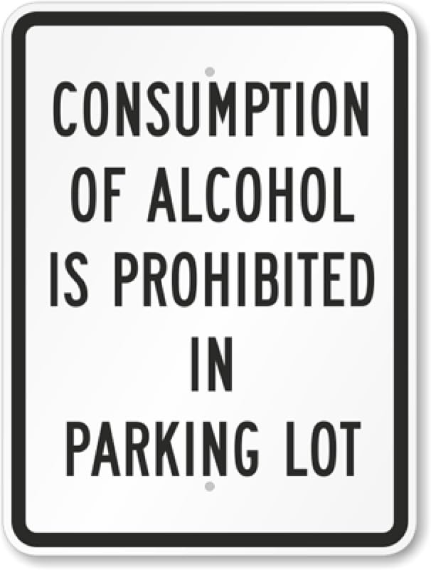Alcohol Prohibited Parking Aluminum Weatherproof Sign p00341
