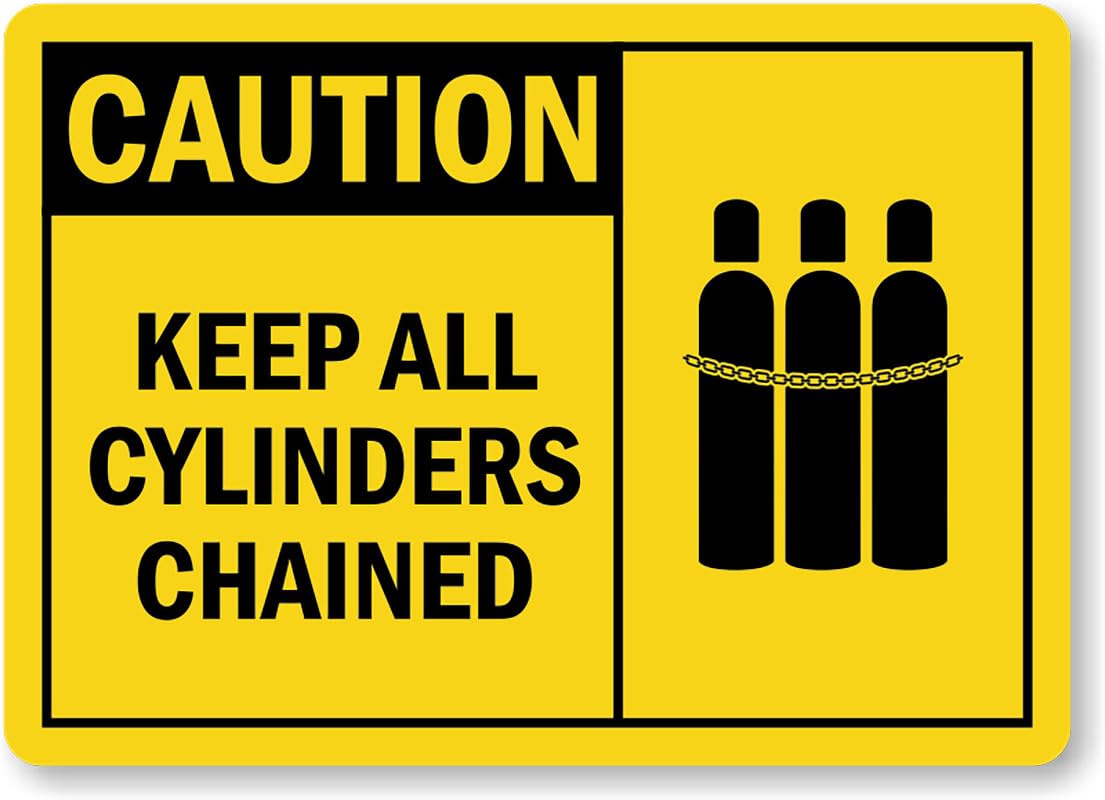 All Cylinders Chained Caution Aluminum Weatherproof Sign p00349
