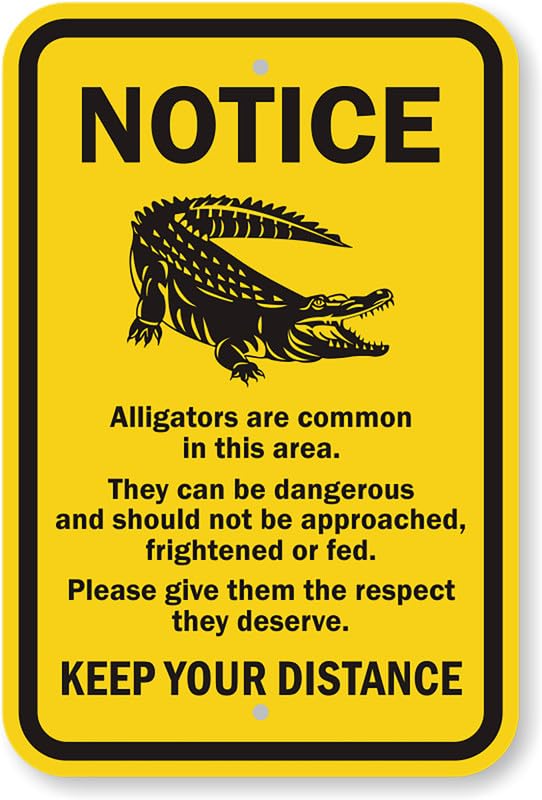 Alligators Area Keep Distance Aluminum Weatherproof Sign p00370