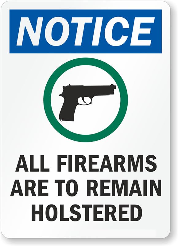 All Firearms To Remain Holstered Osha Notice Aluminum Weatherproof Sign p00368
