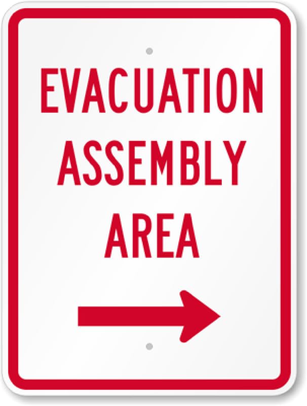 Assembly Area Arrow Aluminum Weatherproof Sign p00492