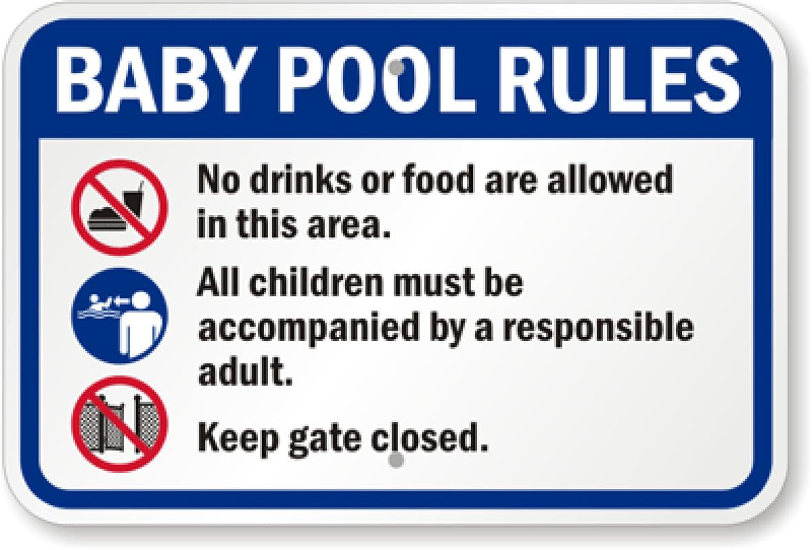 Baby Pool Rules Aluminum Weatherproof Sign p00554