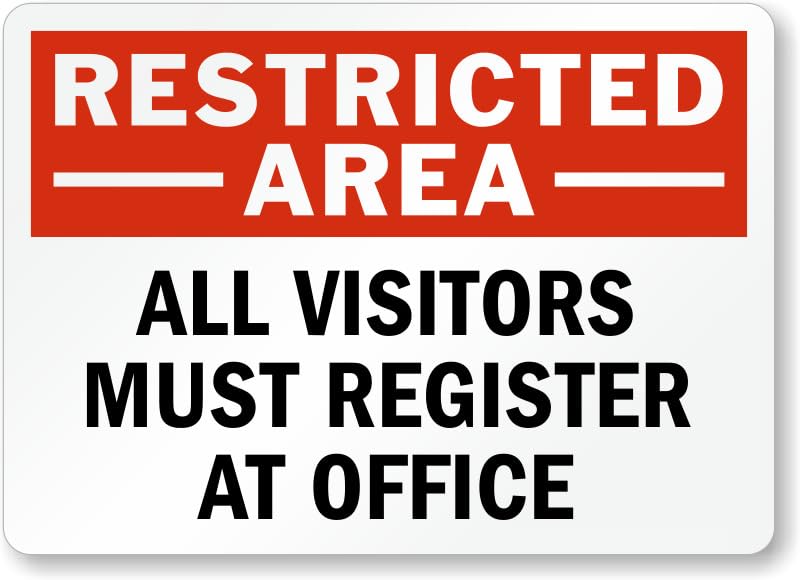 All Visitors Register At Office Aluminum Weatherproof Sign p00580