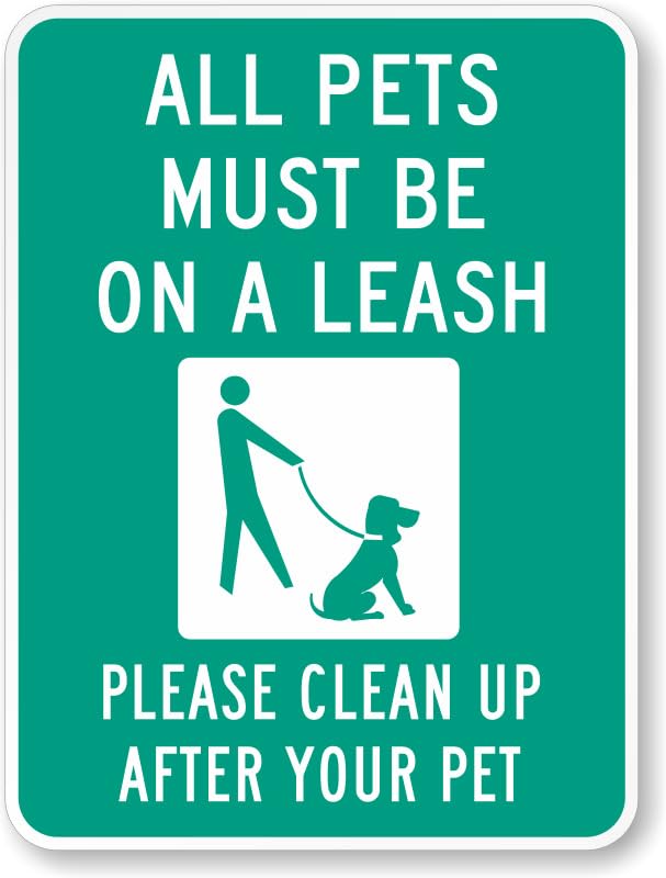 Aluminum On Leash Pet Aluminum Weatherproof Sign p00598