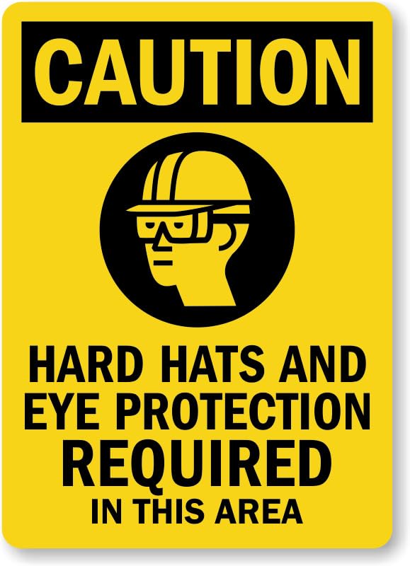 Ansi Hard Hats Caution Aluminum Weatherproof Sign p00625