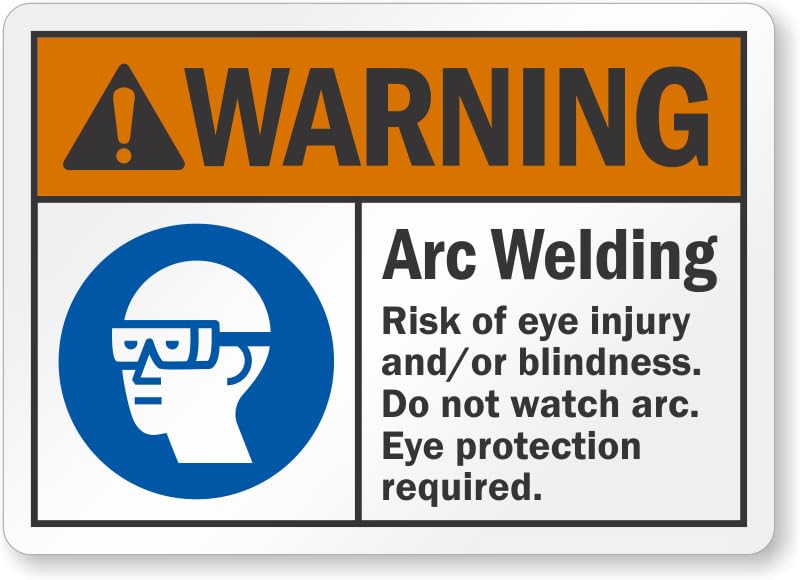 Arc Welding Eye Protection Required Ansi Warning Aluminum Weatherproof Sign p00657