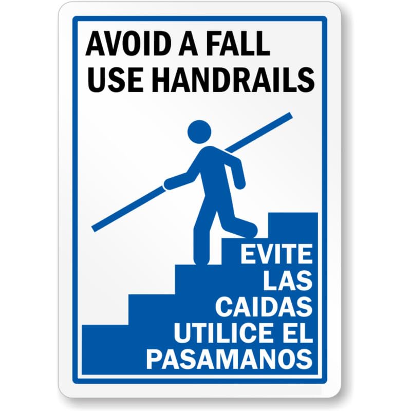 Avoid Bilingual Trip Fall Aluminum Weatherproof Sign p1035