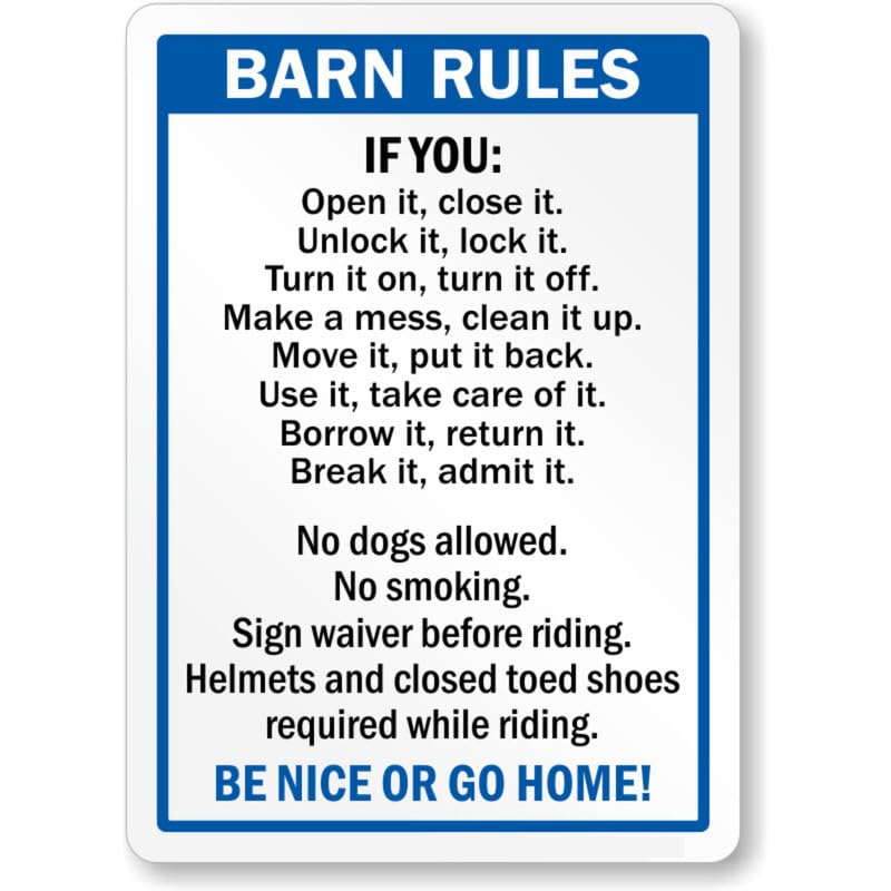 Barn Rules No Dogs Allowed Aluminum Weatherproof Sign p1079