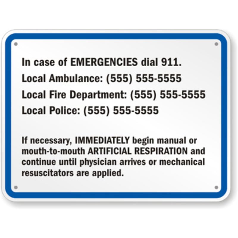 California Custom Emergency Aluminum Weatherproof Sign p1221