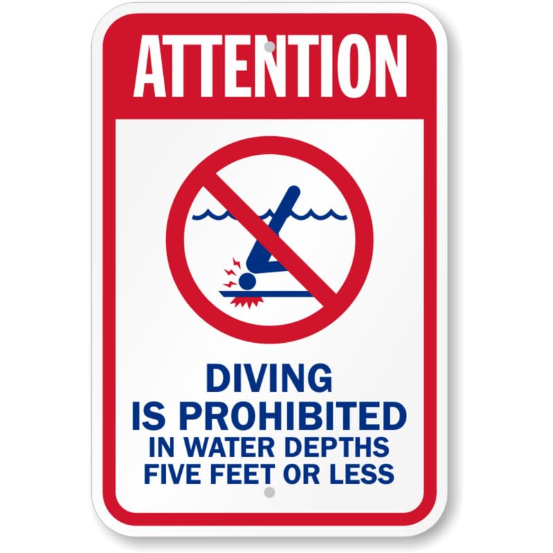 Attention Diving Is Prohibited Pool Aluminum Weatherproof Sign p770