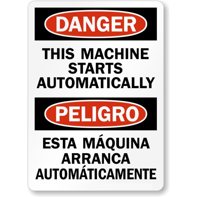 Automatic Equipment Bilingual Aluminum Weatherproof Sign p981
