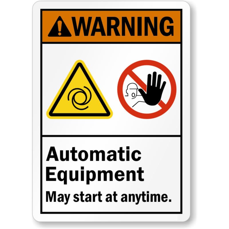 Automatic Equipment Start Anytime Aluminum Weatherproof Sign p991