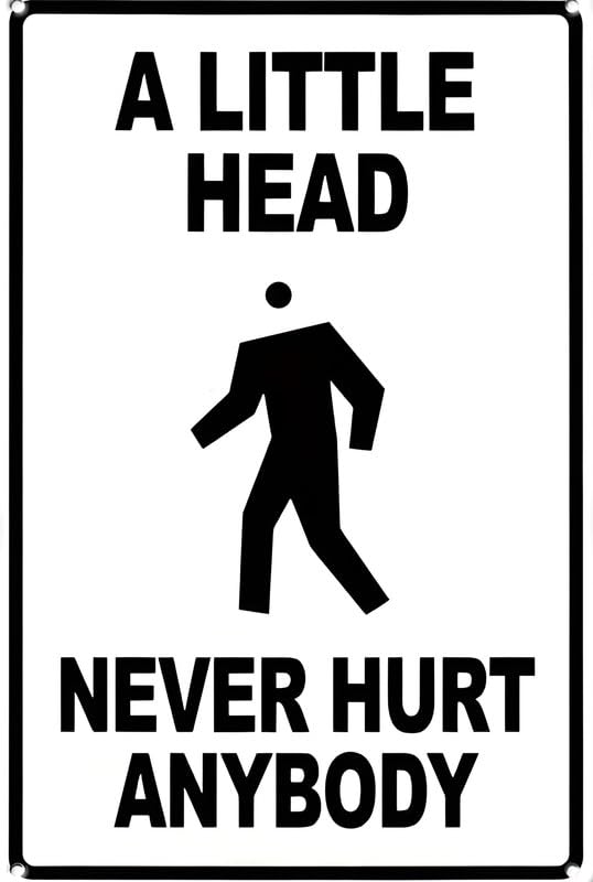 A Little Head Never Hurt Aluminum Weatherproof Sign p1240
