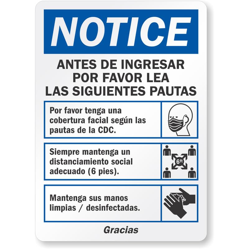 Before Entering Please Read Guidelines Spanish Aluminum Weatherproof Sign
