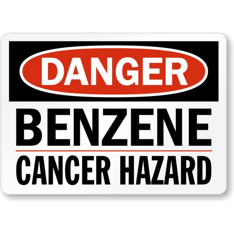 Benzene Cancer Hazard Danger Aluminum Weatherproof Sign