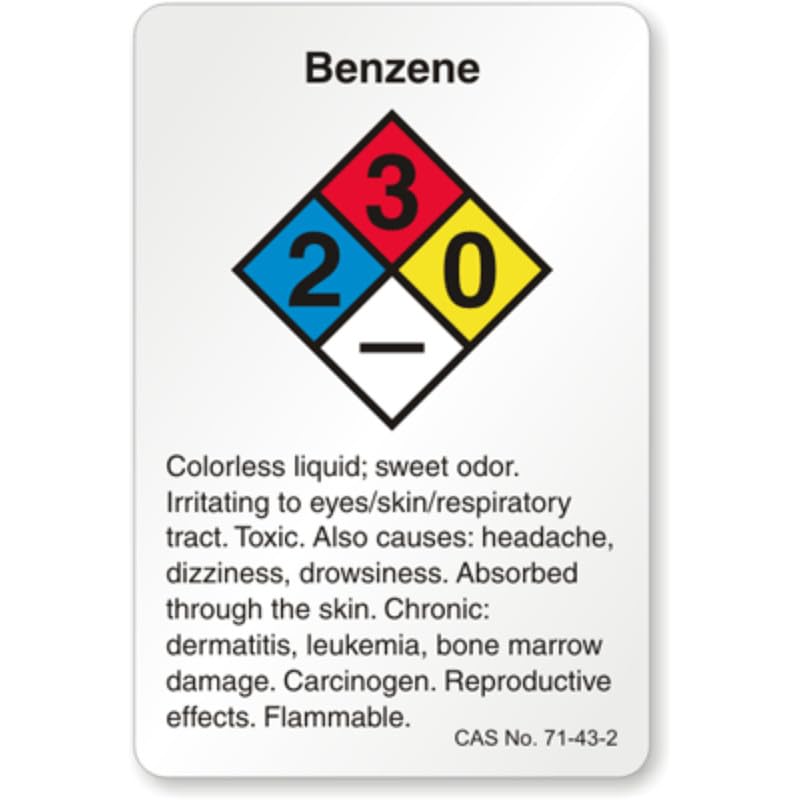 Benzene Nfpa Chemical Lb Aluminum Weatherproof Sign