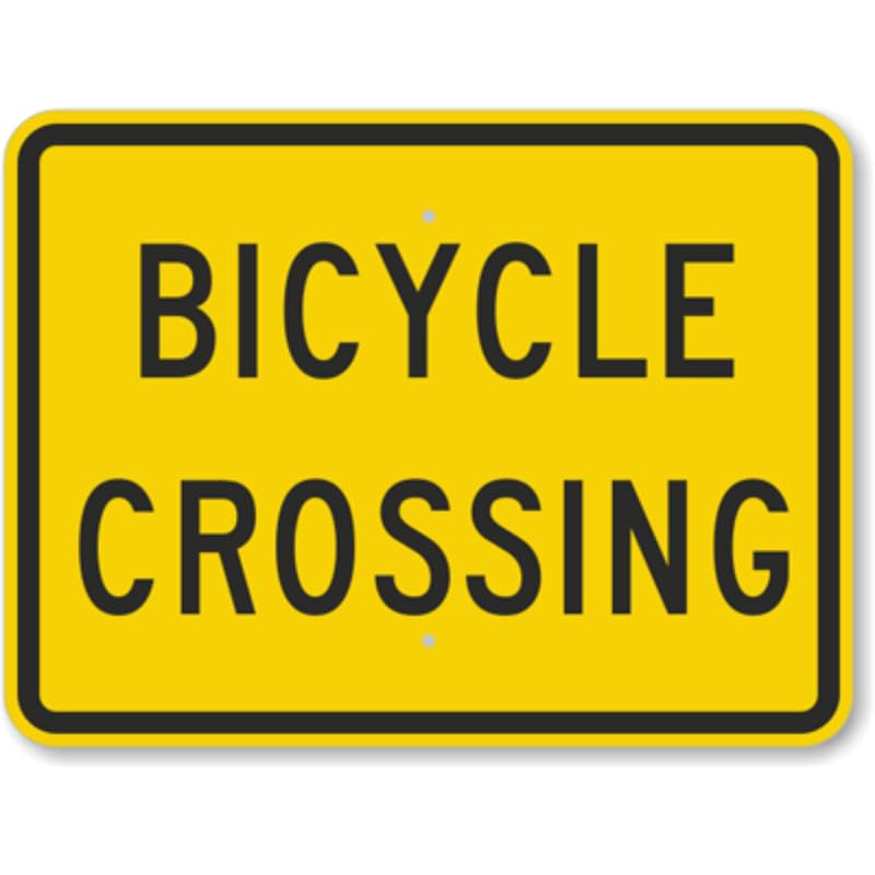 Bicycle Crossing Aluminum Weatherproof Sign