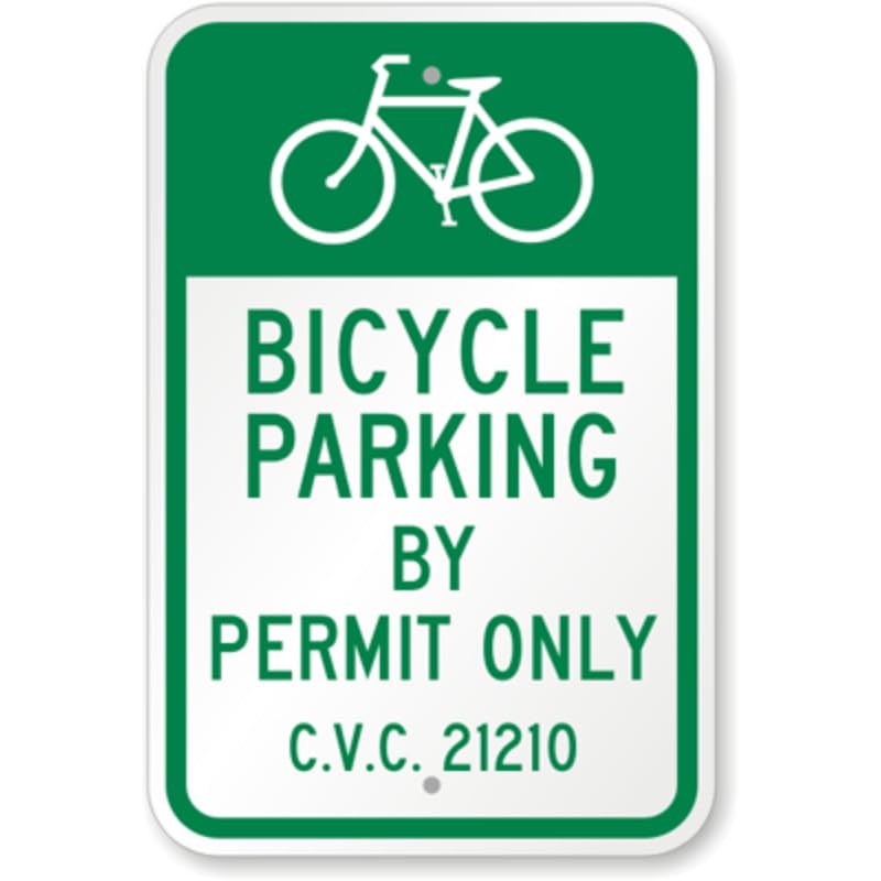 Bicycle Parking Permit Only Aluminum Weatherproof Sign