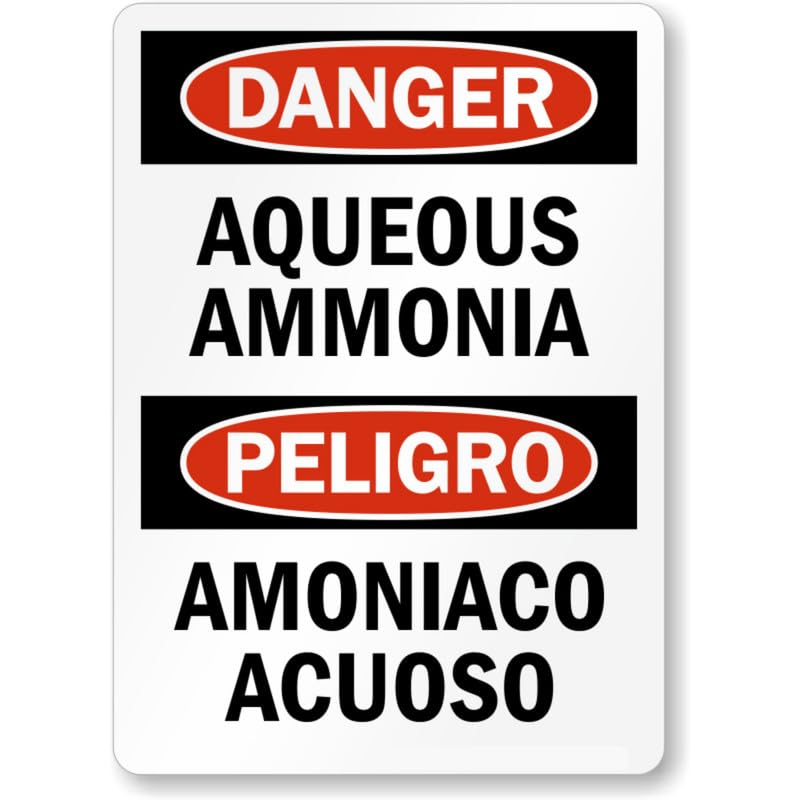 Bilingual Aqueous Ammonia Aluminum Weatherproof Sign