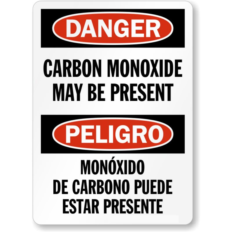 Bilingual Carbon Monoxide Danger Aluminum Weatherproof Sign