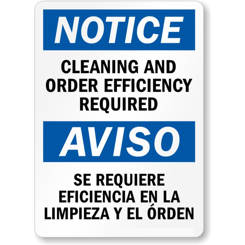 Bilingual Cleaning And Efficiency Aluminum Weatherproof Sign