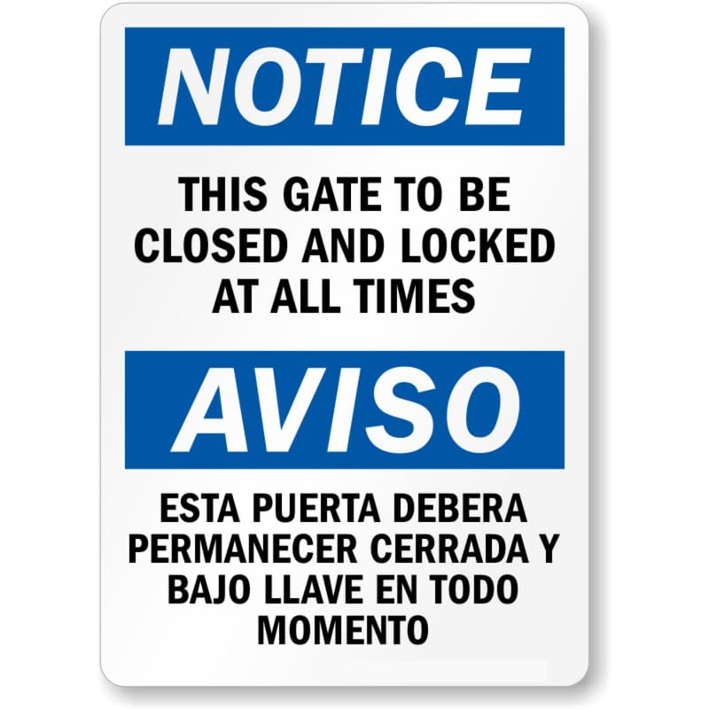 Bilingual Closed Door Gate Aluminum Weatherproof Sign
