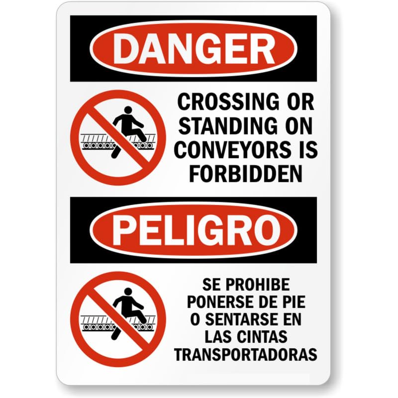 Bilingual Conveyors Osha Danger Aluminum Weatherproof Sign