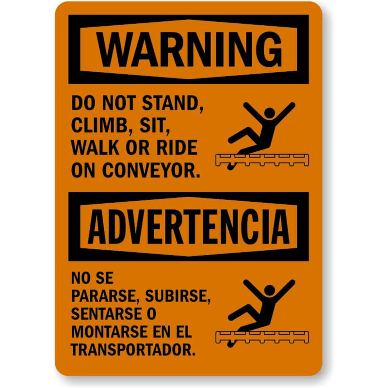 Bilingual Dont Climb Conveyor Aluminum Weatherproof Sign