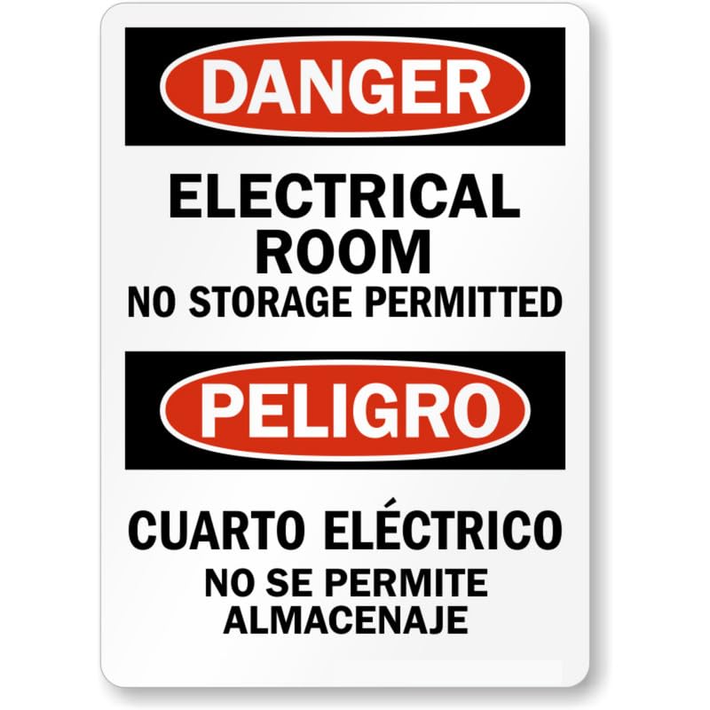 Bilingual Electrical Room Danger Aluminum Weatherproof Sign
