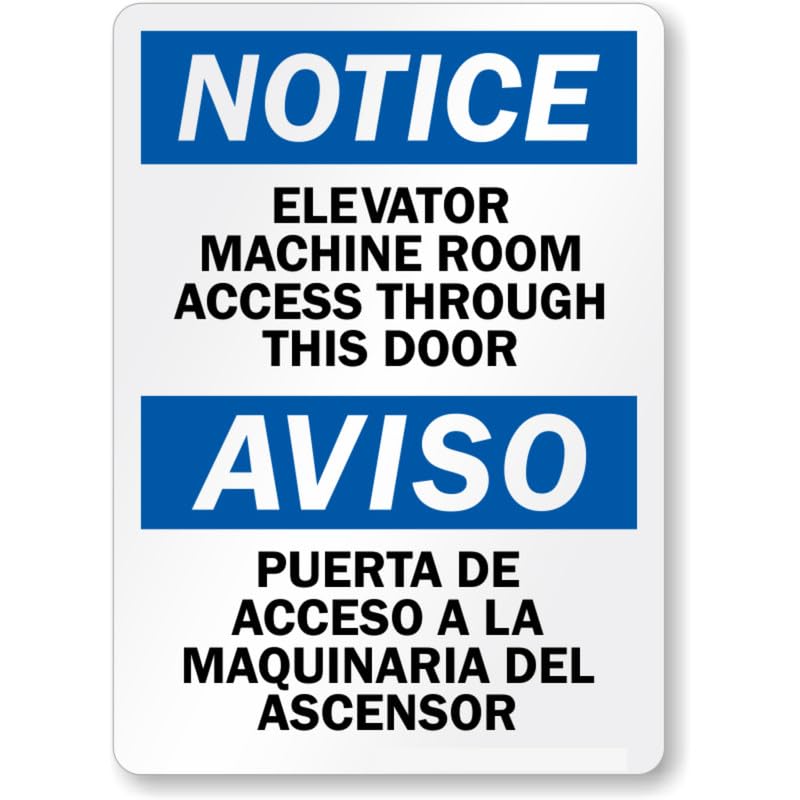 Bilingual Elevator Notice Aluminum Weatherproof Sign