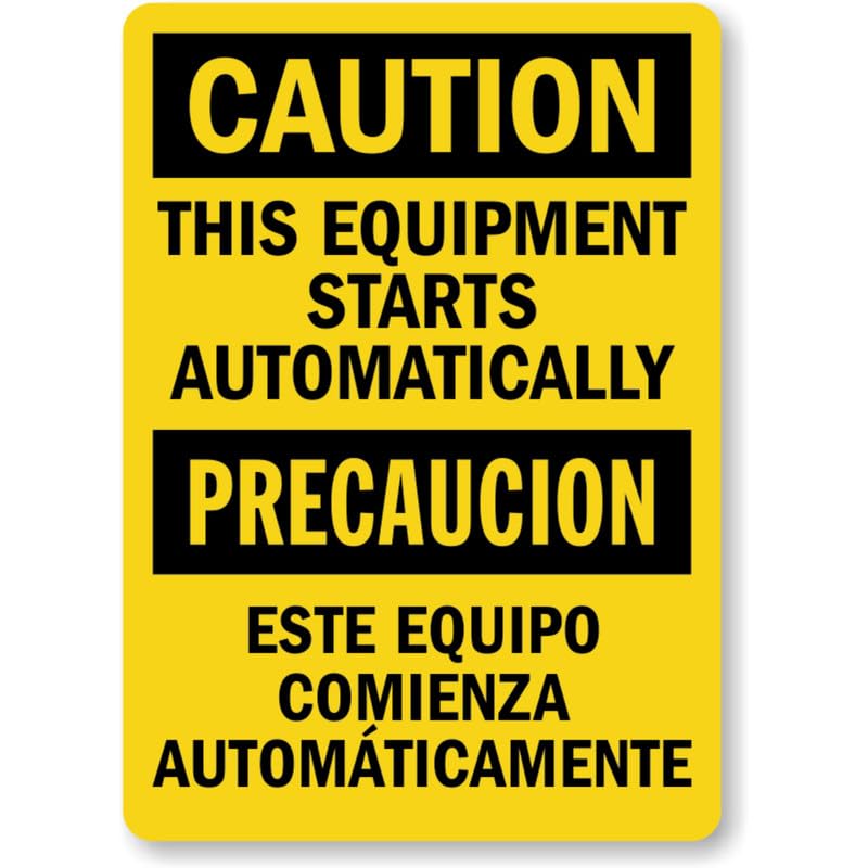 Bilingual Equipment Starts Automatically Aluminum Weatherproof Sign