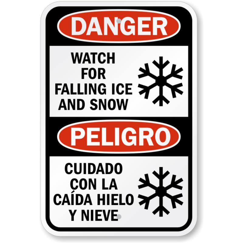 Bilingual Fall Protection Required Aluminum Weatherproof Sign