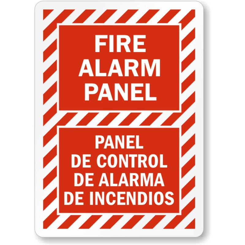 Bilingual Fire Alarm Panel Aluminum Weatherproof Sign