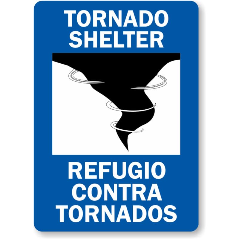 Bilingual Fire Tornado Shelter Aluminum Weatherproof Sign