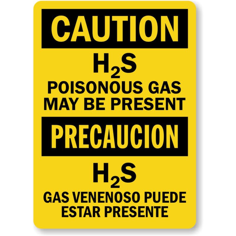 Bilingual H2S Poisonous Gas Aluminum Weatherproof Sign