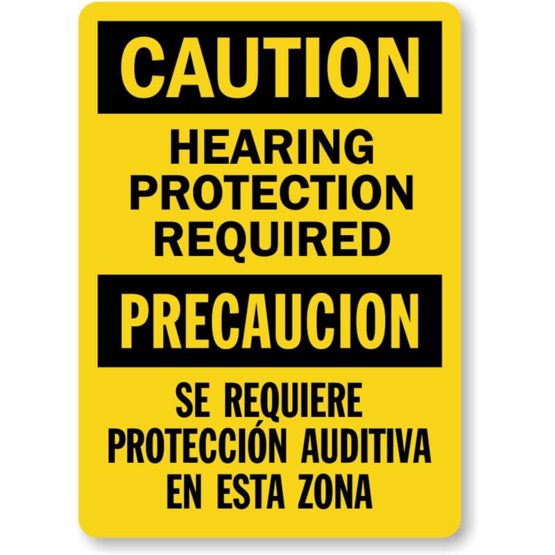 Bilingual Hearing Protection Aluminum Weatherproof Sign