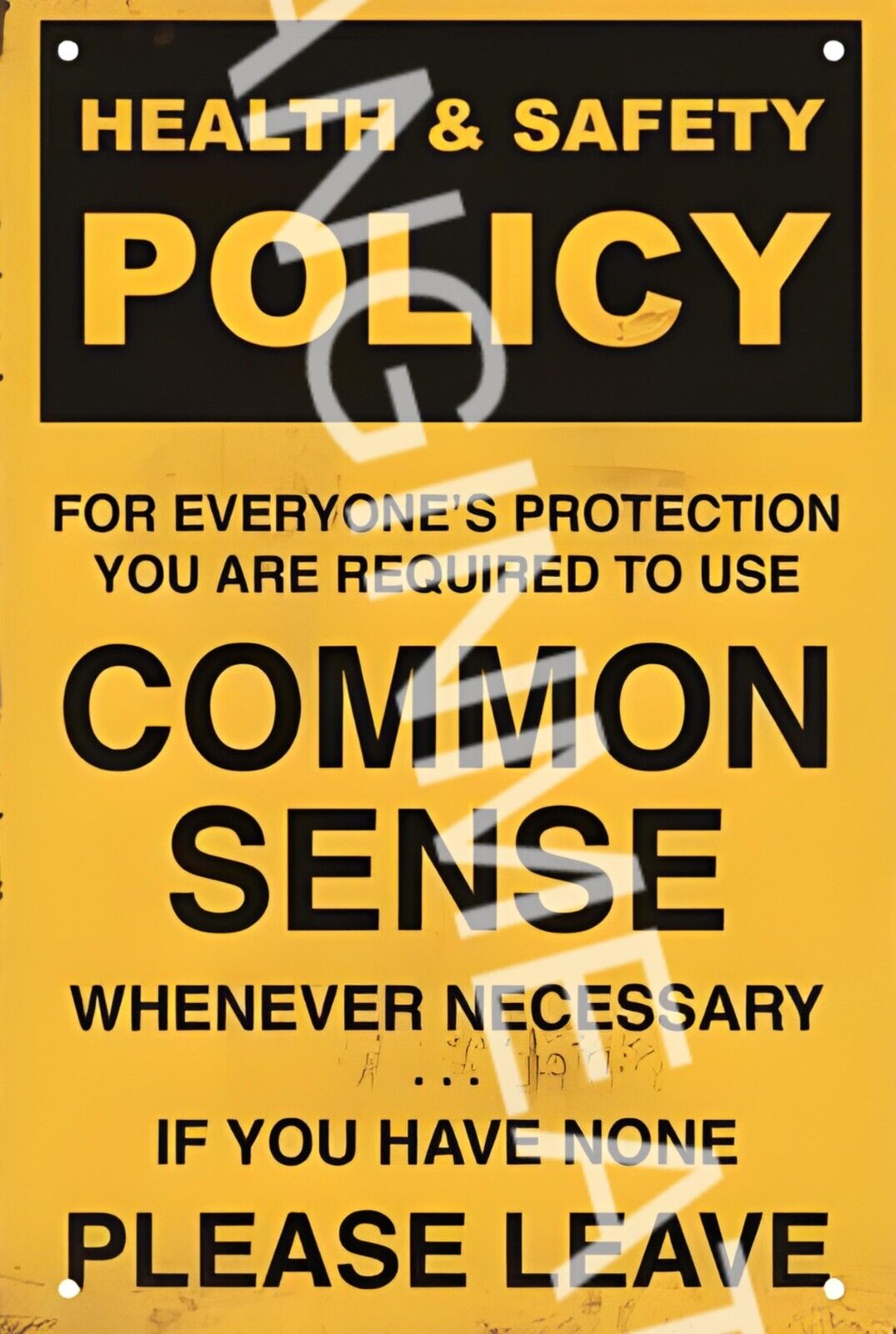 Health And Safety Policy Funny Sign Aluminum Metal Sign