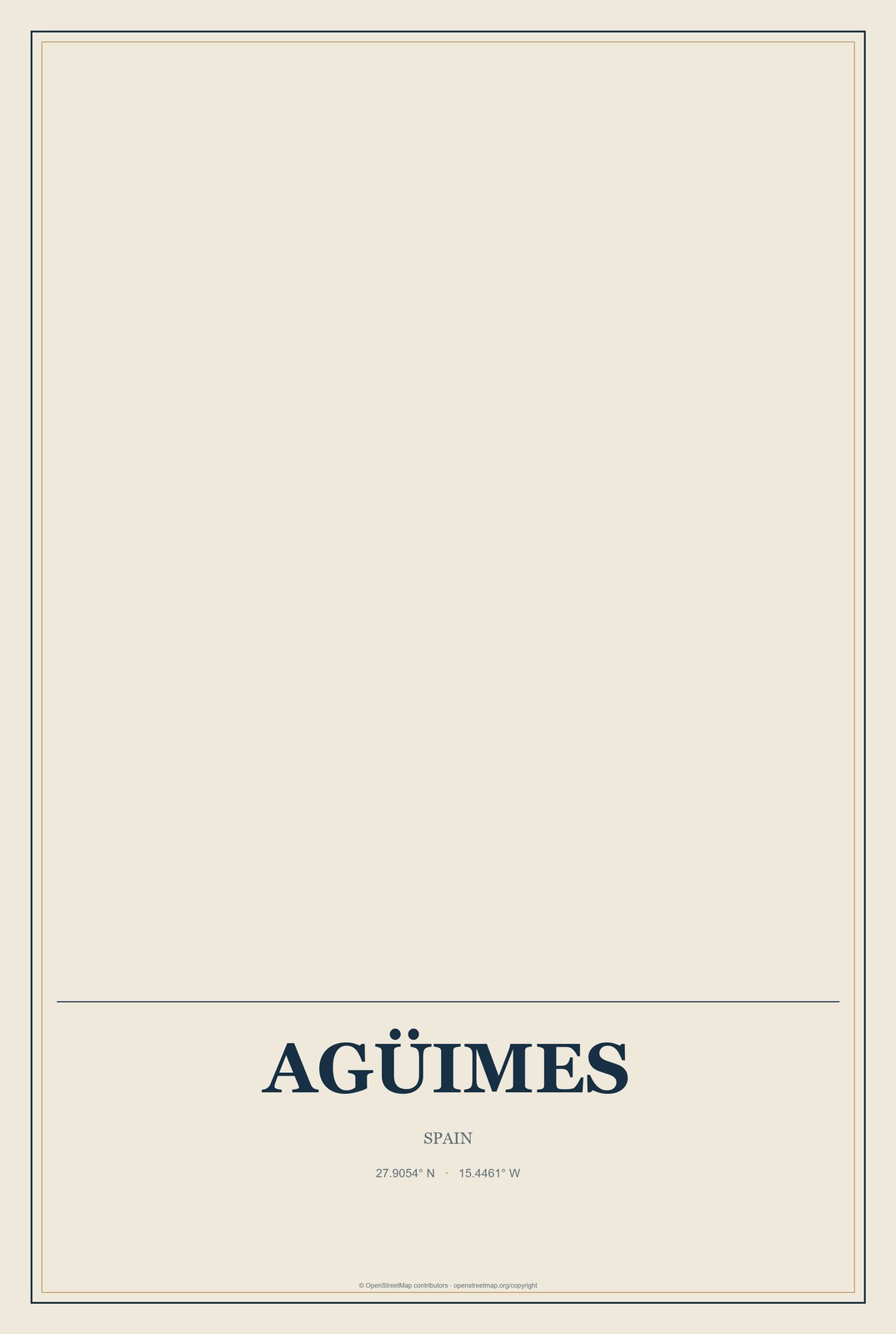 Agüimes, Spain City Map Aluminum Sign in Coastal Cutout style