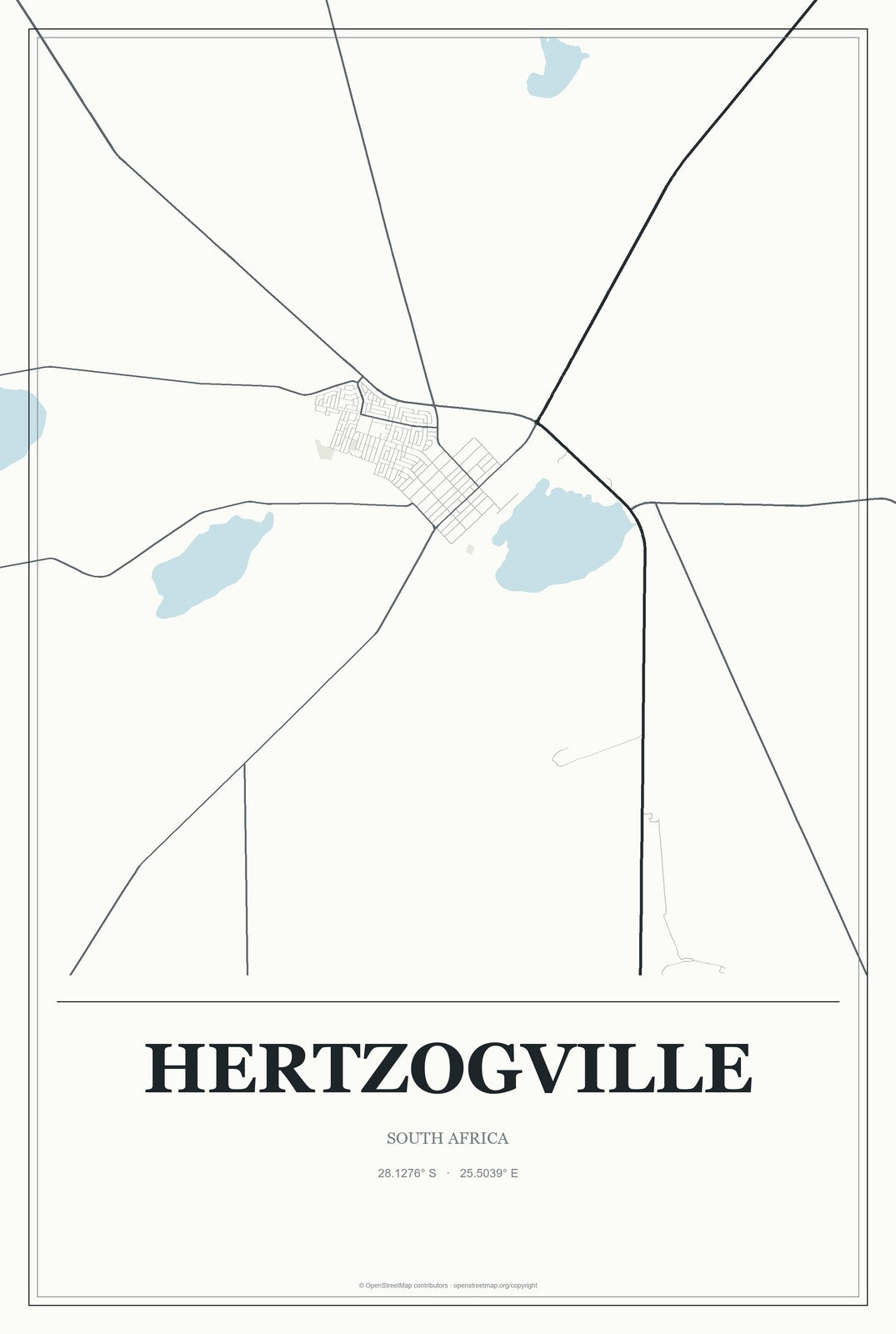 Hertzogville, South Africa City Map Aluminum Sign in Gallery Air style