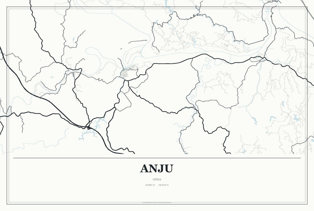 Anju, China City Map Aluminum Sign in Gallery Air style