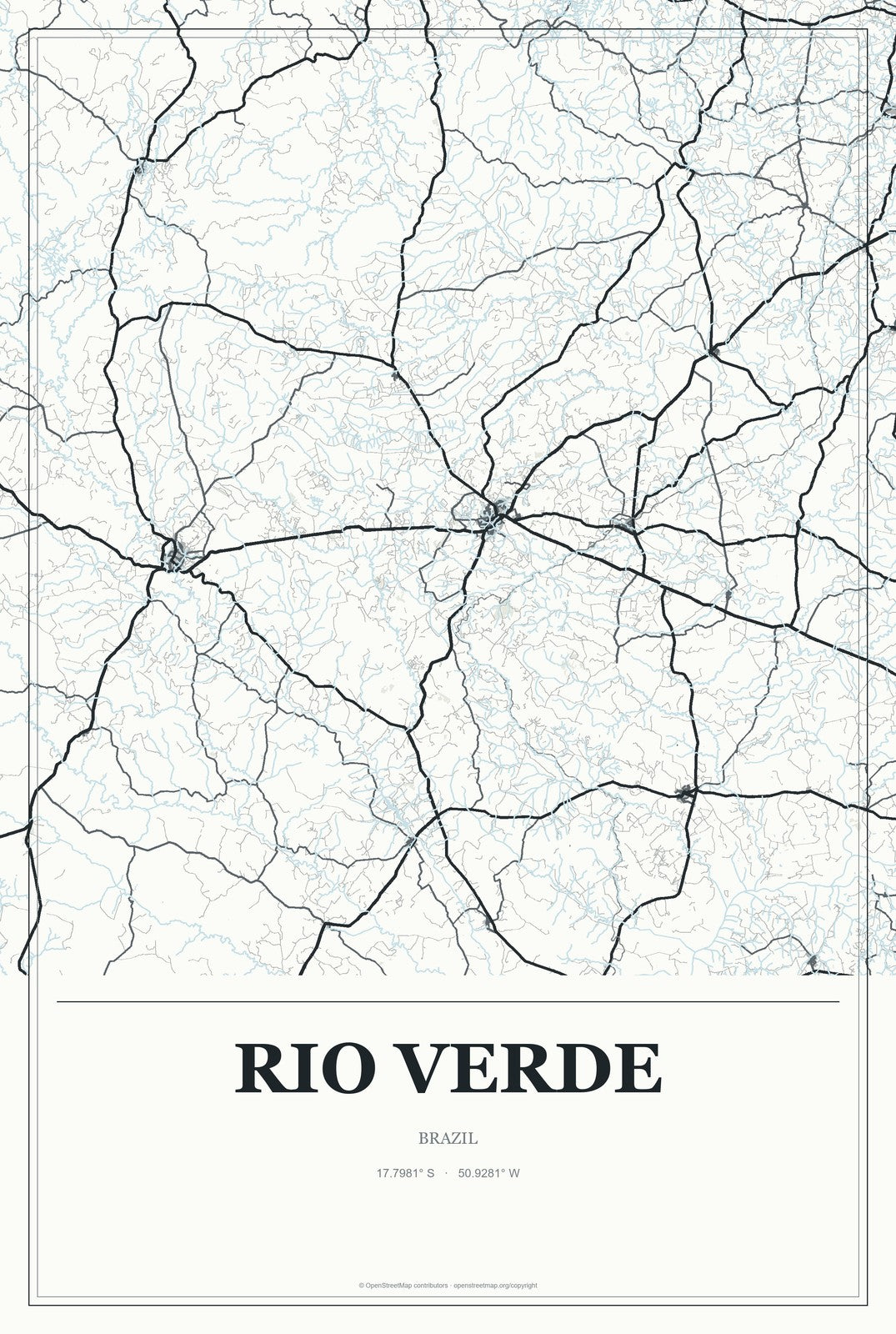 Rio Verde, Brazil City Map Aluminum Sign in Gallery Air style