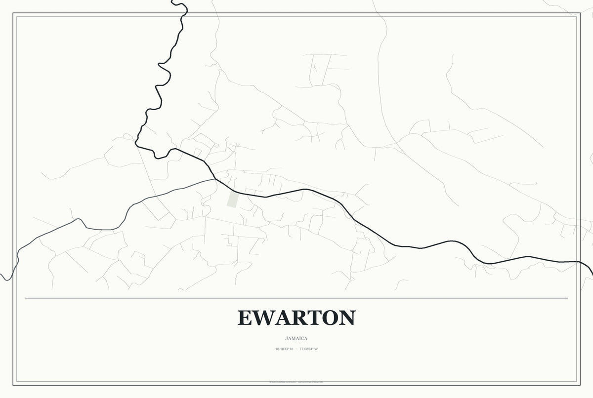 Ewarton, Jamaica City Map Aluminum Sign in Gallery Air style