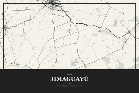 Jimaguayú, Cuba City Map Aluminum Sign in Museum Plaque style