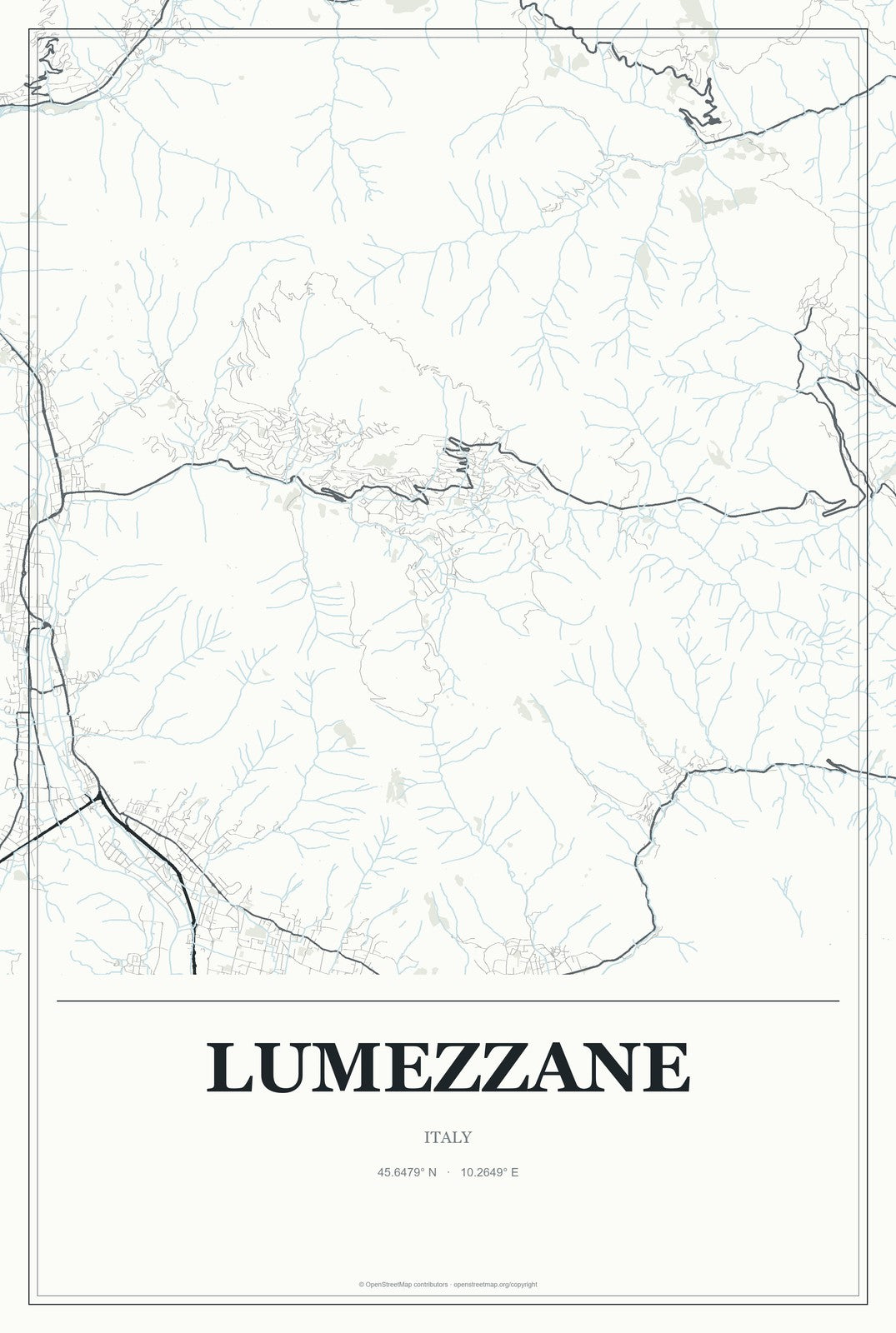 Lumezzane, Italy City Map Aluminum Sign in Gallery Air style
