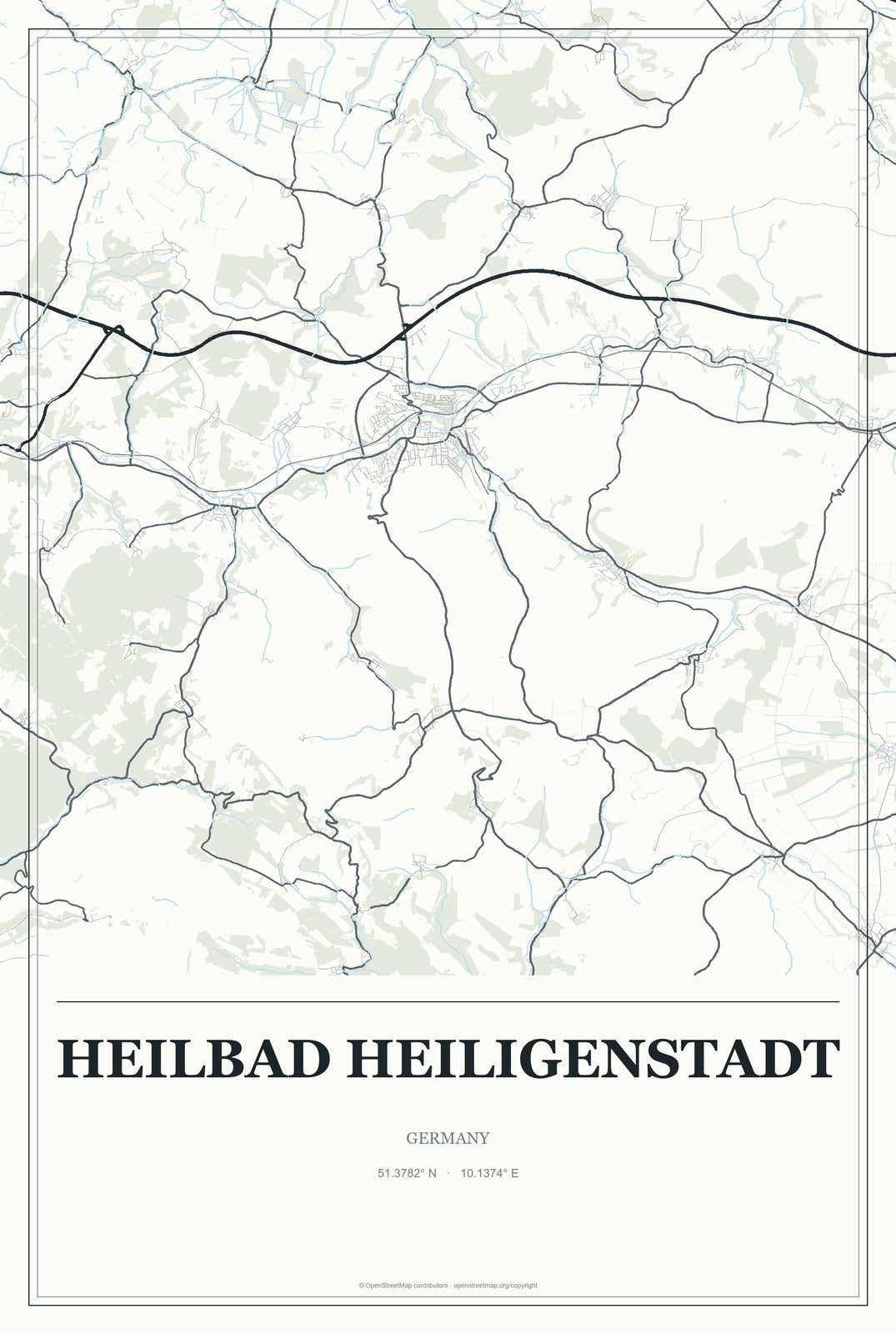 Heilbad Heiligenstadt, Germany City Map Aluminum Sign in Gallery Air style