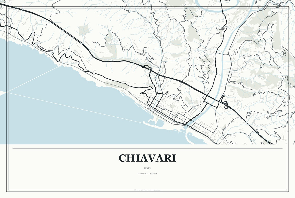 Chiavari, Italy City Map Aluminum Sign in Gallery Air style