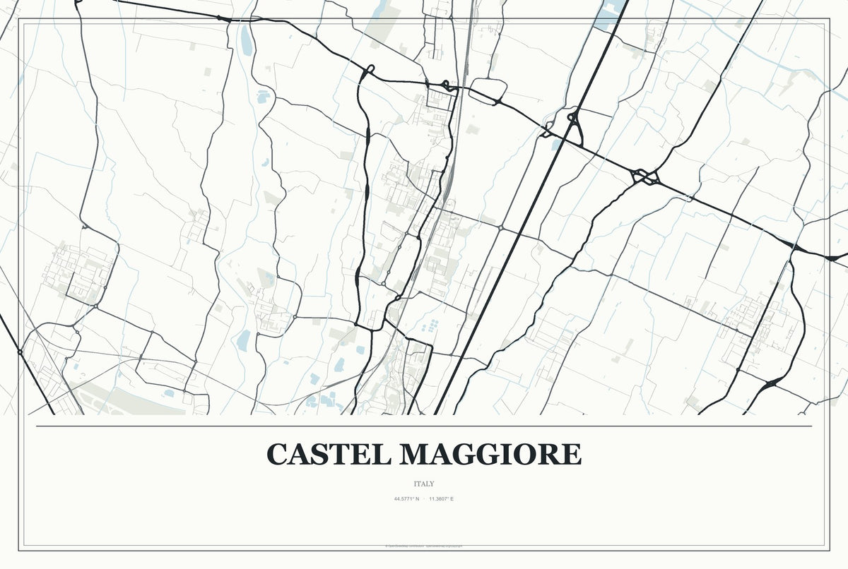 Castel Maggiore, Italy City Map Aluminum Sign in Gallery Air style